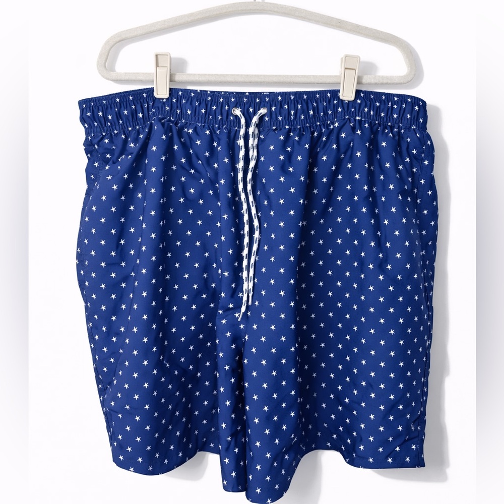 Brooks Brothers Navy White Star Print Men’s Bathing Suit XXL